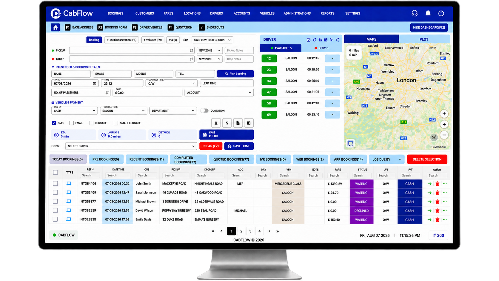 CabFlow Dispatch Dashboard